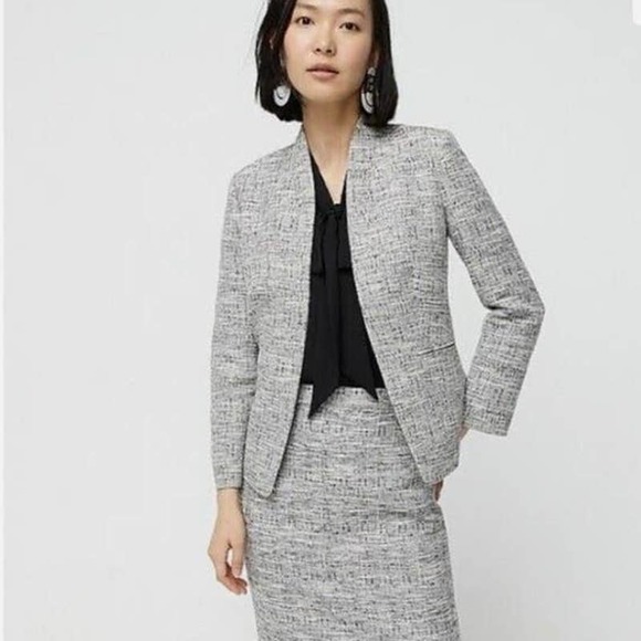 J. Crew 365 Jackets & Blazers - J. Crew 365 Women's Open Front Blazer Jacket Size 10 Black White Gray Tweed